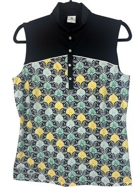 Daily Sports Sweden Sleeveless Golf Polo Top Geometric Print Size M